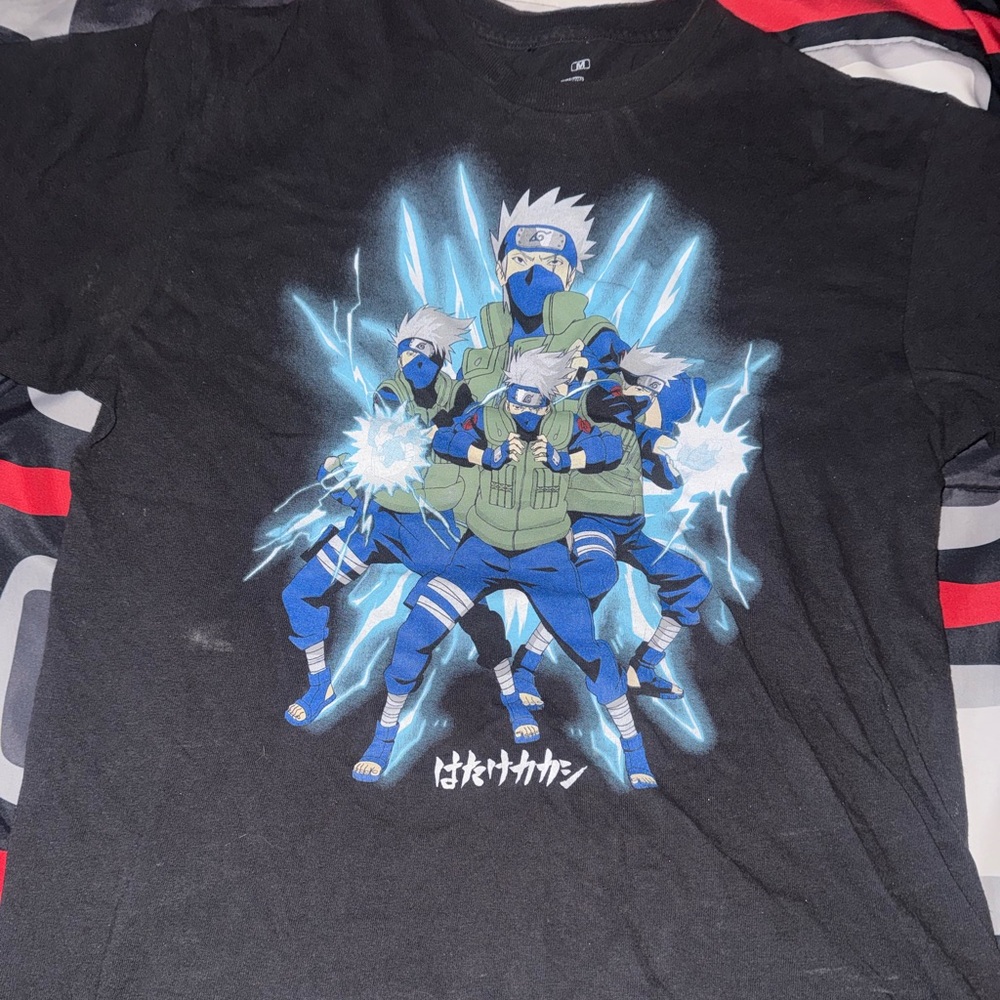 Black Graphic T-Shirt with Anime Design